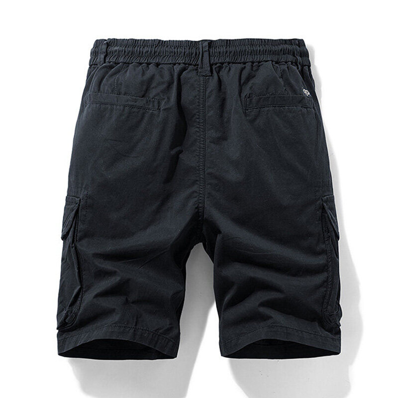 Shorts de algodão cargo masculino, calções casuais, Bermuda, bolso múltiplo, corredores, plus size, primavera, verão, moda masculina