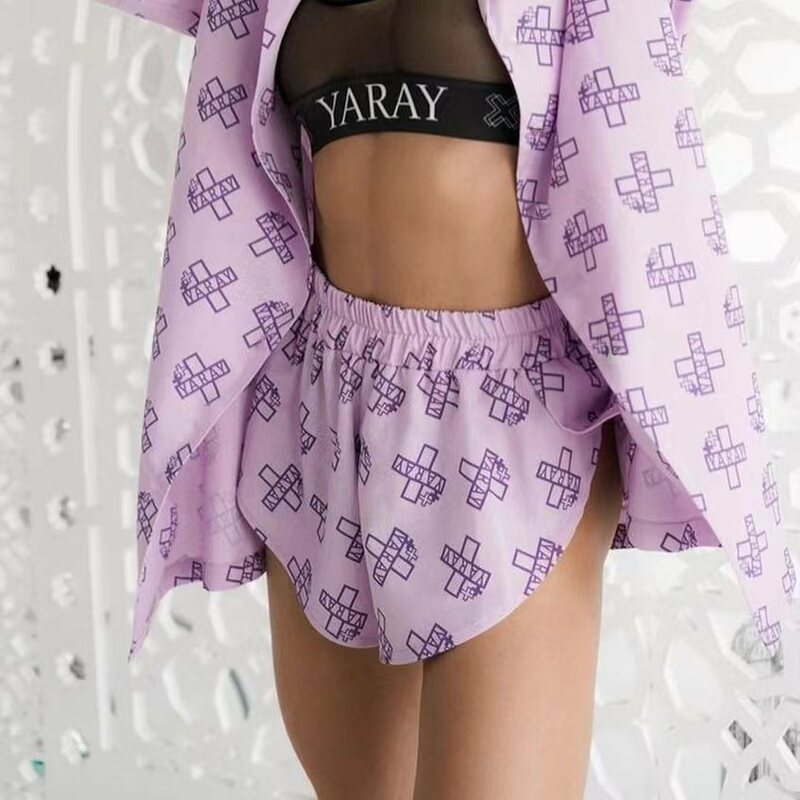 Новинка 2023, Свободная Женская Повседневная Пижама на завязках с принтом, шорты с завышенной талией