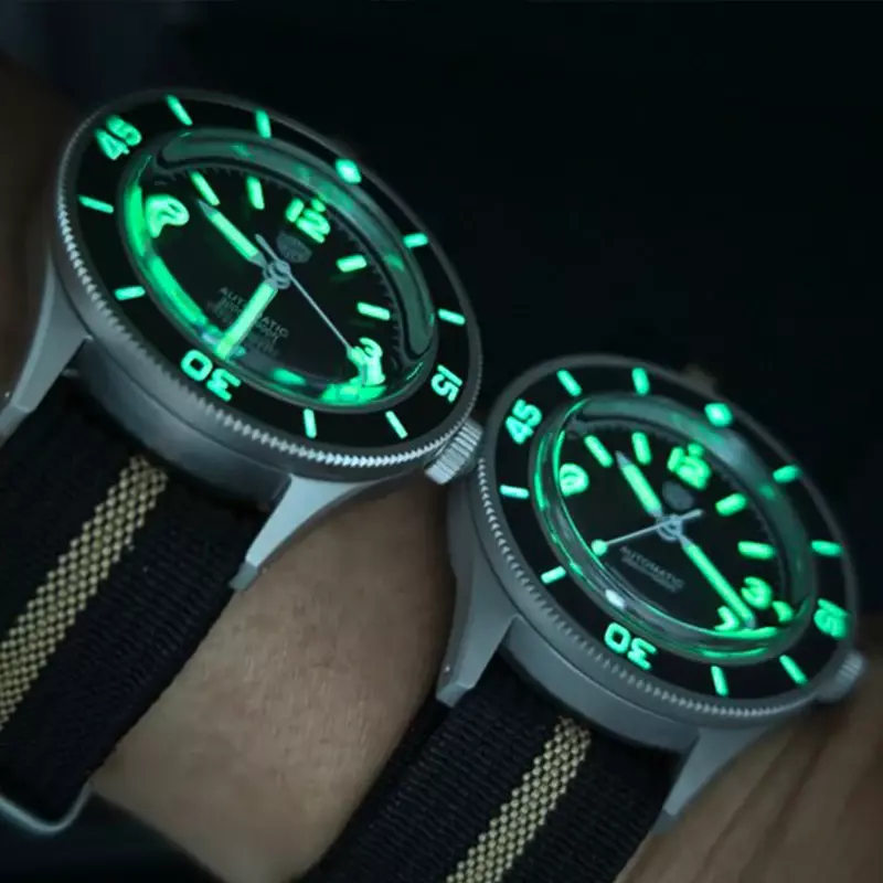 Часы WatchDive WD50F 50-Fathoms, часы с сапфировым стеклом 300 м, светящиеся автоматические механические часы C3 NH35 40 мм из стали 316L
