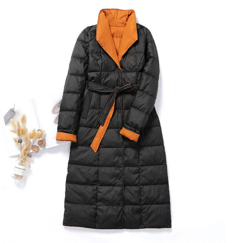 New Winter Fashion Women Duck Down Jackets Ultra Light Long Coat  Autumn Slim Casual Parkas