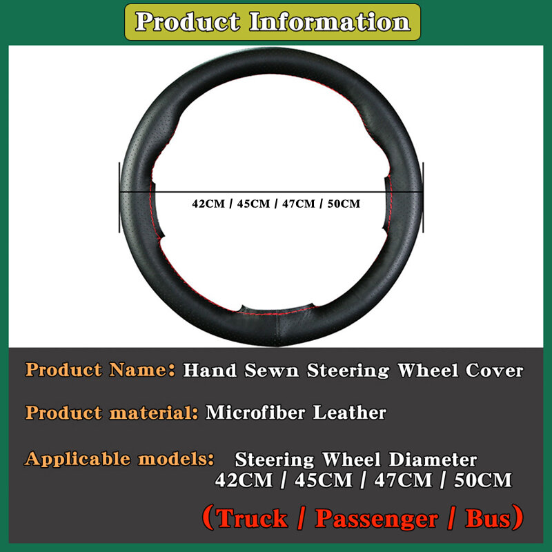DIY Extra Large Car Steering Wheel Braid Cover 42CM 45CM 47CM 50CM Microfiber Leather Soft Non-slip Auto Interior Accessories