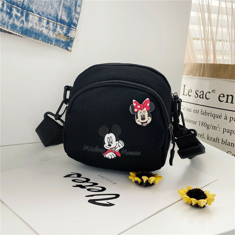 Tas Selempang Disney untuk Tas Tangan Anak Perempuan Laki-laki Kartun Mickey Mouse Minnie Tas Bahu Kasual Lucu Mini Hadiah Ulang Tahun Anak