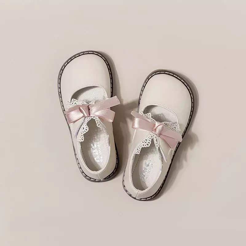 Детские кожаные туфли Весна-Осень обувь на плоской подошве в стиле "Лолита" модные милые туфли с бантиком для принцессы свадебные женские туфли