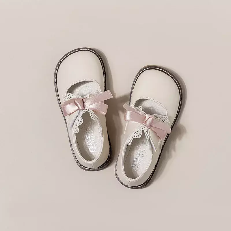 Kinder Leders chuh Frühling Herbst Lolita Stil Mädchen flache Schuhe Mode süße Fliege Kinder Prinzessin Schuhe für Hochzeits feier