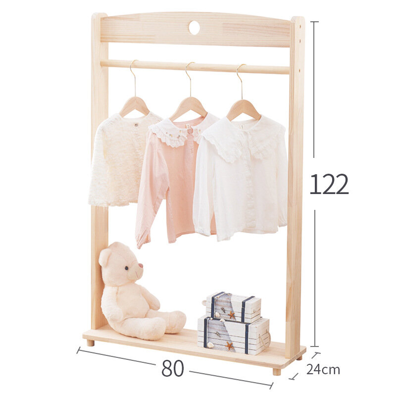 Детская напольная вешалка для пальто из массива дерева, для спальни, простой стеллаж для детей, вешалка для хранения