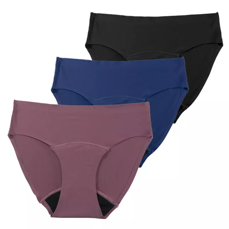 New Large Size Non-marking Ice Silk Four-layer Physiological Panties Leak-proof Menstrual Period Female Physiological Underpants