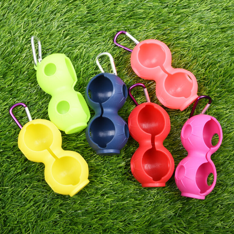 Golf Ball Holder and Protector Silicone Material with Buckle and Carabiner Keychain for 2 Balls 6 Colors Available