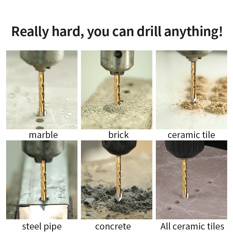 Tile Drilling Drill Bit Glass Cement Concrete Metal Marble Special High Hardness Four-Edged Alloy Drill Bit Dry Drilling 5-12mm