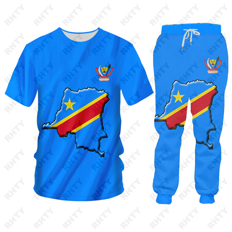 Congo Flag Zaire DR Hoodies Jacket Tracksuit Men 3D Print Pants Oversize African Pullover Sweatshirt Unisex Clothes Dropship