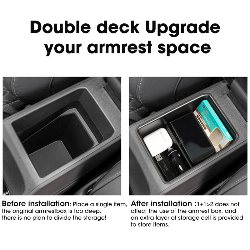Accessori per l'archiviazione interna della Console centrale dell'auto in PVC portabicchieri per l'acqua scatola portaoggetti per bracciolo per Audi Q5/Q4 Etron