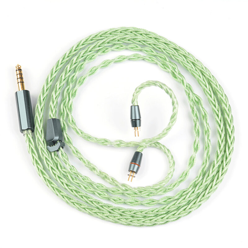 NiceHCK-Câble audio pour écouteurs GreenMood, fil unique multi-matériaux, 4.4mm, 0.78, 2 broches pour HeartField Yume2 ELfeat IR A5000