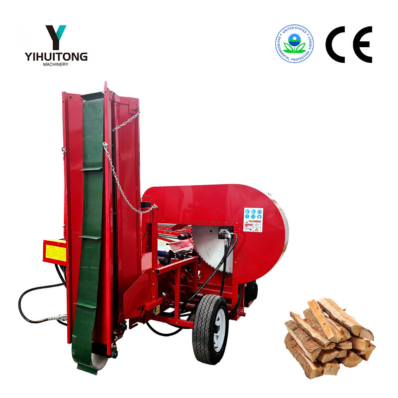 YHT-procesador de leña de 50 toneladas, divisor de registro de sierra Circular, divisor de madera hidráulico con remolque