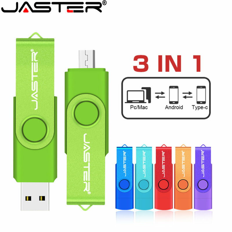 JASTER-unidad Flash USB giratoria, 128GB, 2,0 GB, OTG, 64GB, 32 GB, 16 GB, logotipo personalizado gratis, color negro, regalo creativo