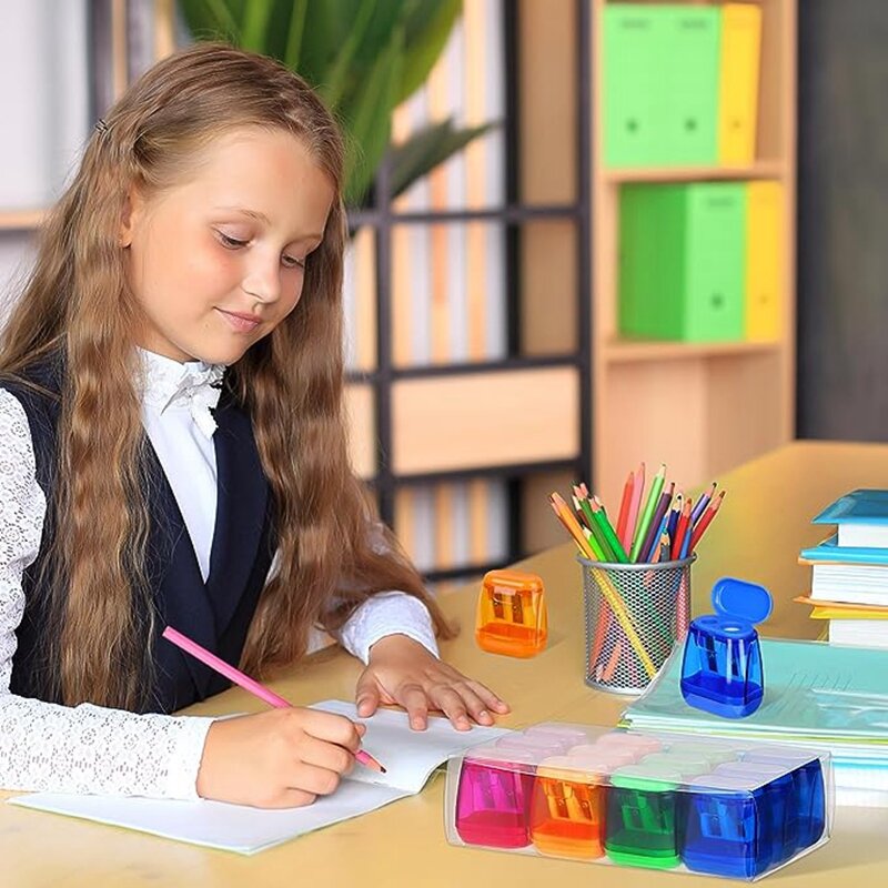 Taille-crayons en plastique à double trou, fournitures scolaires durables, 96 tailles-crayons avec veds