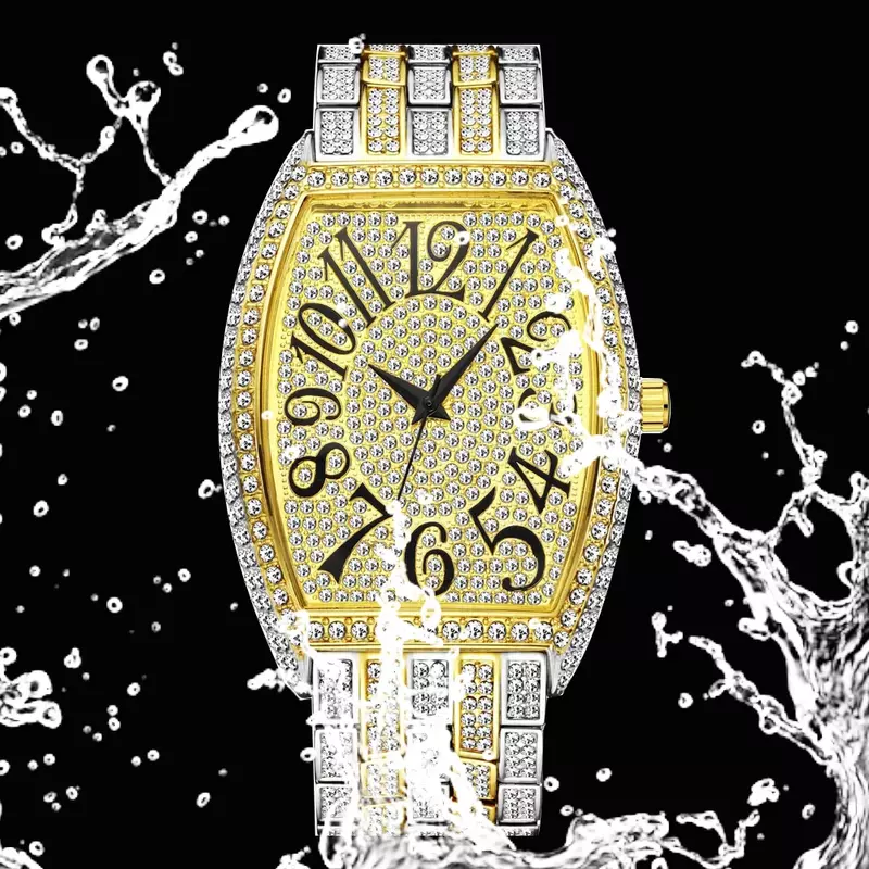 Дропшиппинг 2020 льдом часы для мужчин в стиле «хип-хоп» Роскошные серебристые, золотистые мужские часы Модные кварцевые наручные часы Полны...