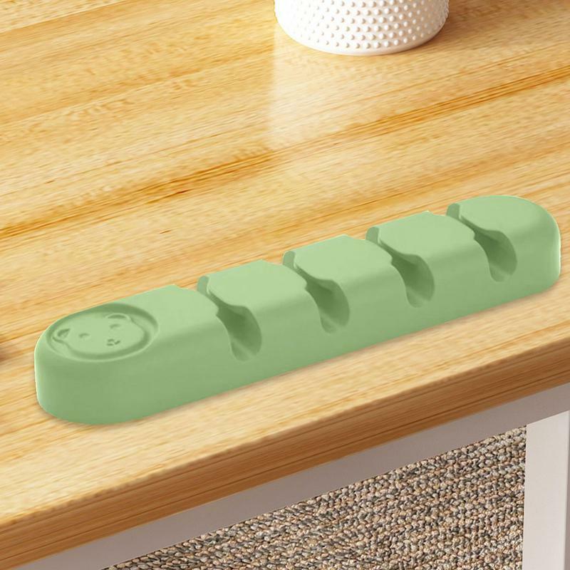 Adhesive Cable Clips Bear Pattern Desktop Cable Organizer With Four Holes Home And Business Cable Management For Nightstand For