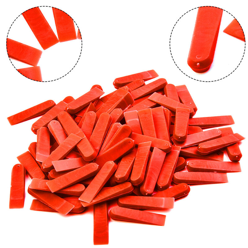 100 szt. Czerwone kliny płytka ceramiczna wyrównywacz do regulacji i wyrównywania, narzędzie do wstawiania uszczelki i pozostawiania szwów
