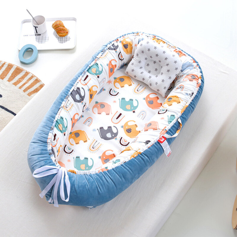 ผ้าฝ้ายทารกเตียงพับ Travel Crib ทารกแรกเกิด Nest เตียงเด็กทารก Bassinet กันชน Unisex Lounger แบบพกพาลูกไม้ที่นอน
