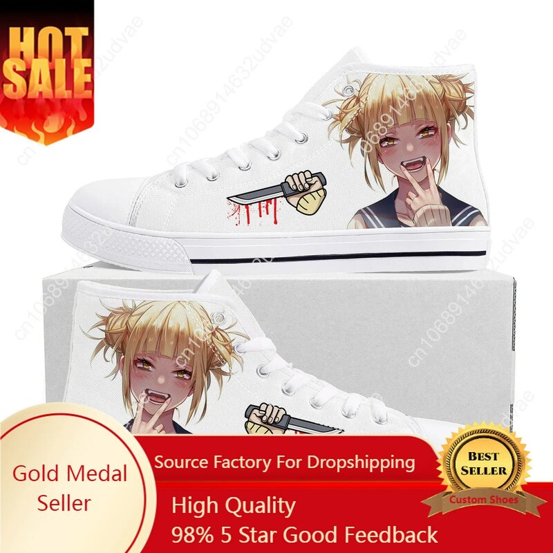 Anime Himiko Toga High-Top-Turnschuhe mein Held Akademie Herren Damen Teenager hochwertige Leinwand Sneaker Paar Schuhe benutzer definierte Schuh
