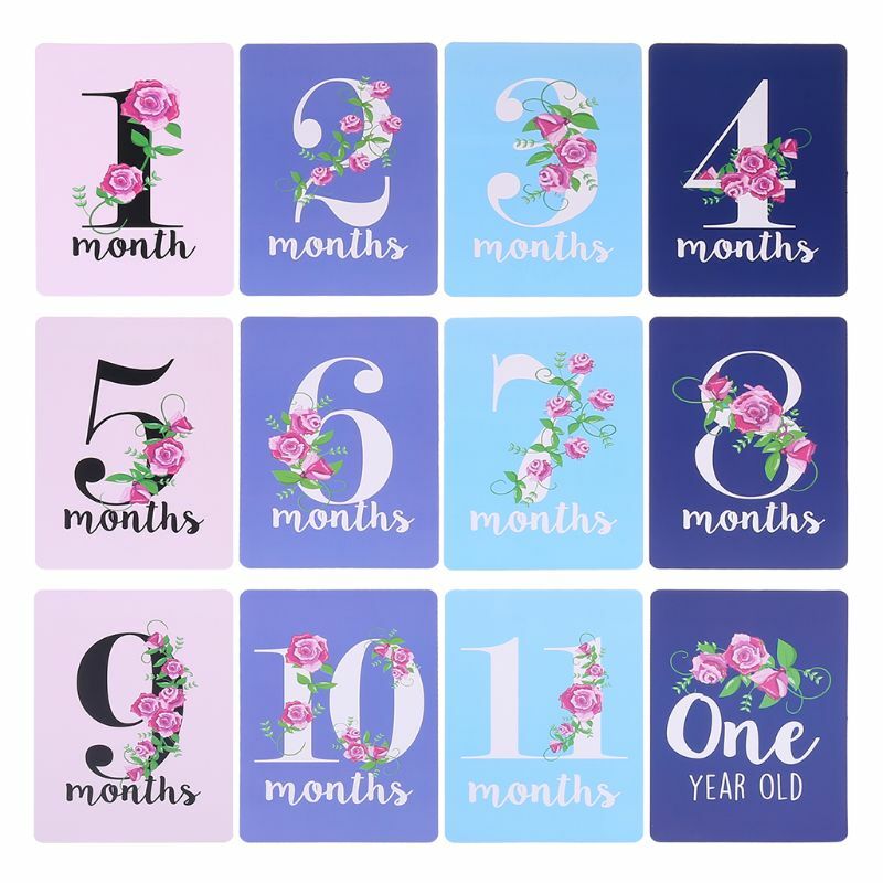 12 folhas adesivos fofos para bebês mensais marcos florais plantas acessórios fotográficos