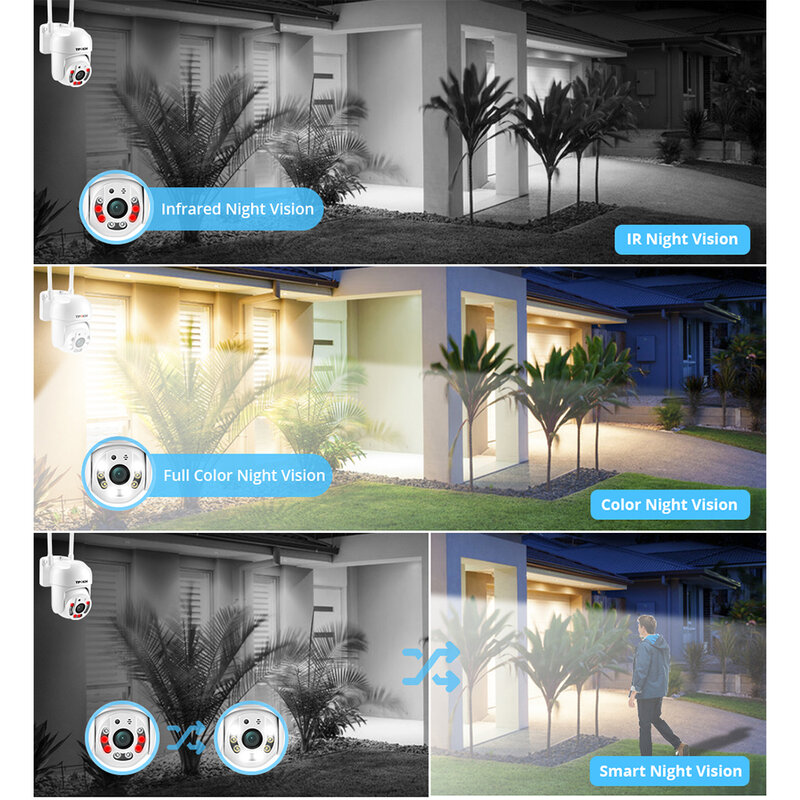 屋外監視カメラPTZIP WiFi 2MP/1080p,4倍デジタルズーム,ワイヤレスセキュリティデバイス,x4ズーム,屋内および屋外用