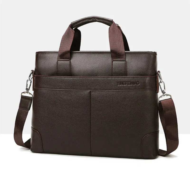 New Business Men's Briefcase Luxury PU Leather Handbag For Documents Large Capacity Male Shoulder Messenger Office Laptop Bag