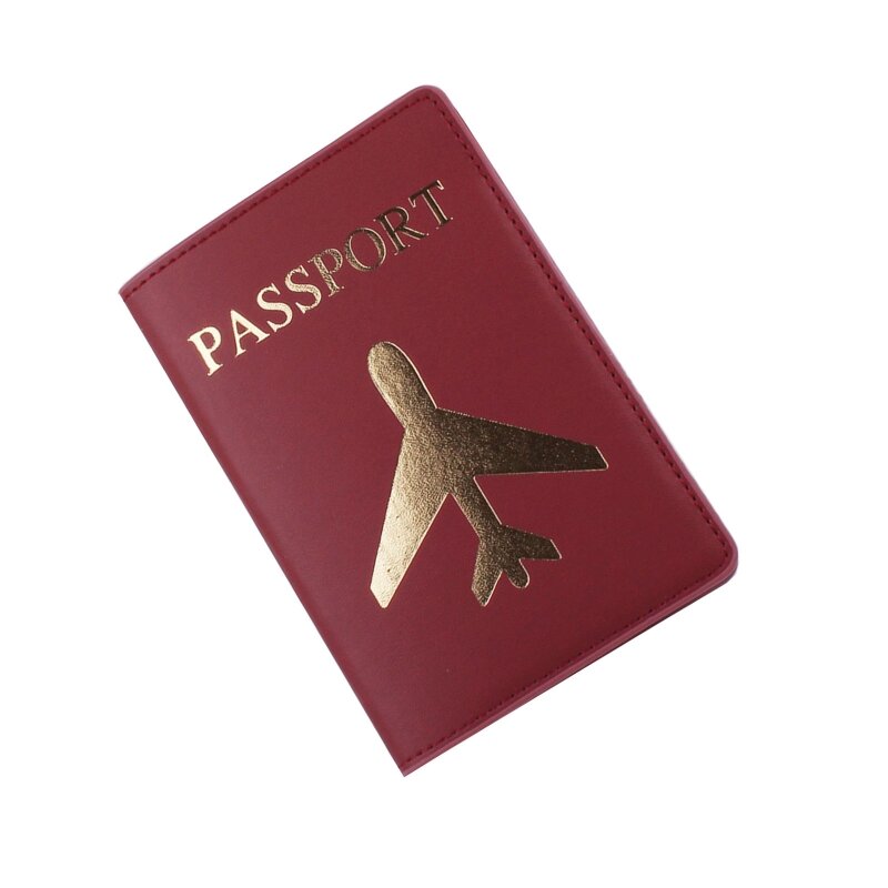 Capa porta-passaporte para viagens negócios com estampagem a quente carteira couro sintético avião