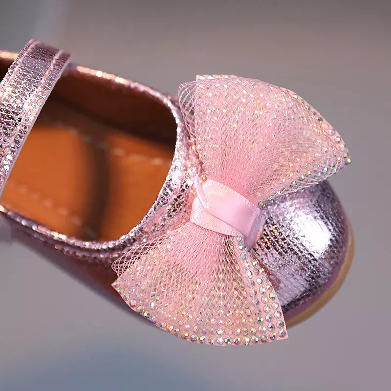 Zapatos planos de primavera para niños y niñas, calzado informal de cuero con lazo de encaje, vestido de princesa, H78