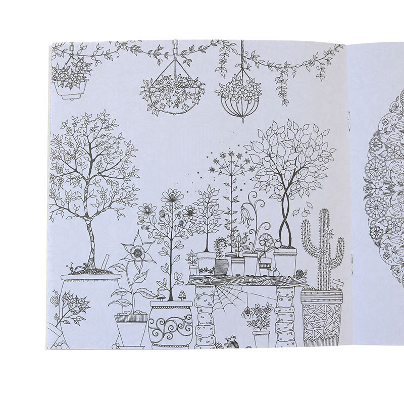 Papel pintado en inglés jardín secreto versión en inglés para niños y adultos, libro de fotos de tiempo de flores fácil de presionar (1 = 12 páginas)