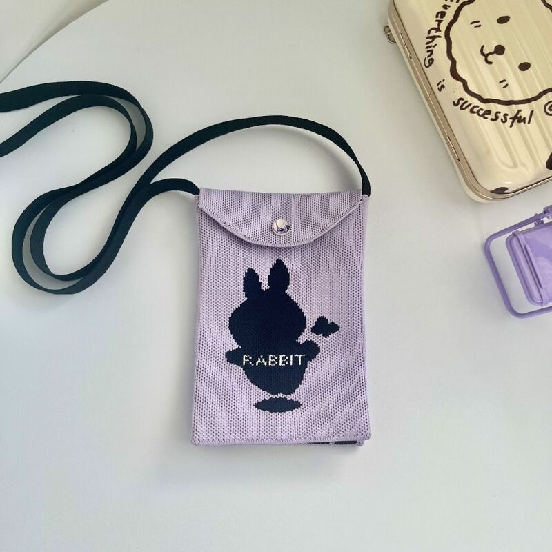 Handmade Mini Knit Handbag Cute Cartoon Knot Wrist Bag Animal High-capacity Lipsticks Pouch for Student