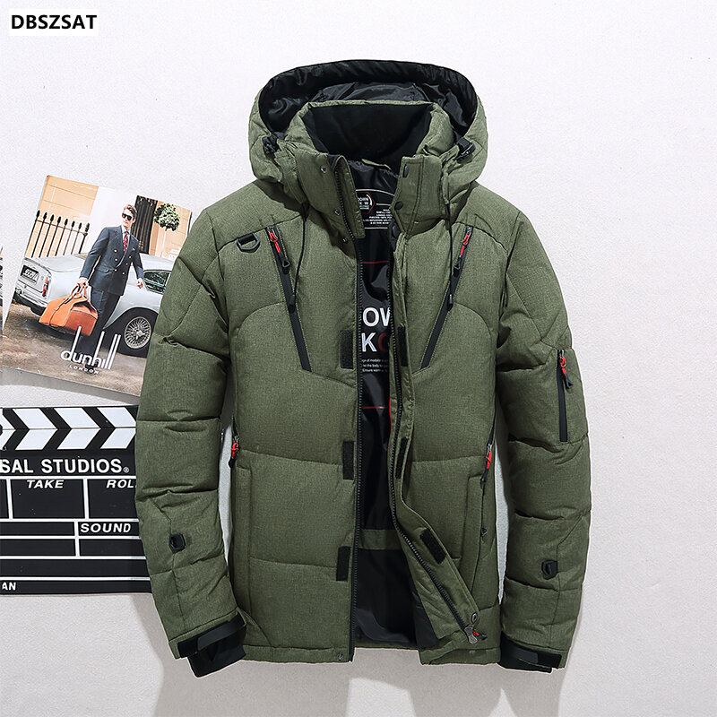 Men Winter Warm High Quality Overcoat Fashion Down Jacket Men's Jacket Coat White Duck Down Parka Thick Puffer Stand Thick Hat