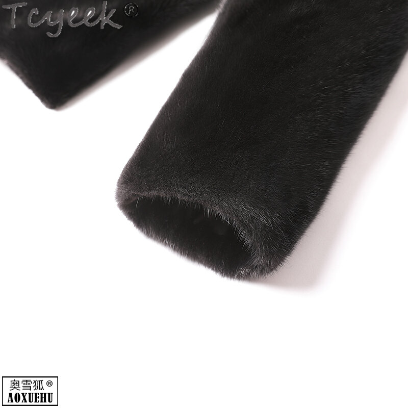 Цельная норковая шуба Tcyeek, Мужская зимняя теплая женская шуба из меха норки, меховая куртка средней длины с капюшоном, мужская одежда высокого качества