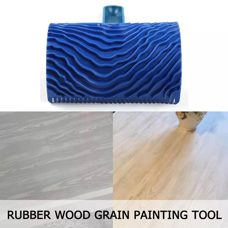 DIY Wandmal werkzeug: Griff blau Gummi Holzmaserung Farb roller Pinsel für Wand Textur Kunst Malerei Anwendung