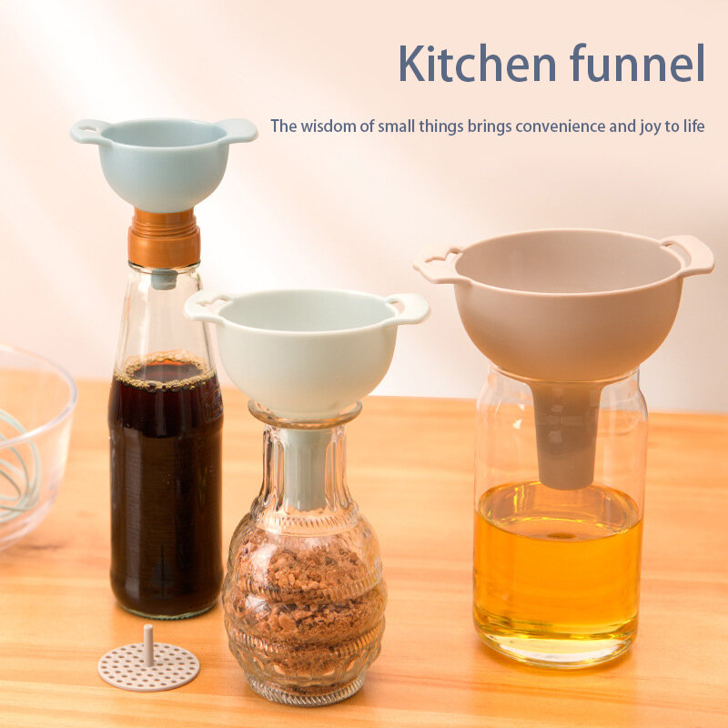 4-in-1 Funnels Set Oil Funnel Strainer Kitchen Tools Oil Water Spices Wine Flask Filter Funnel Plastic Kitchen Accessories