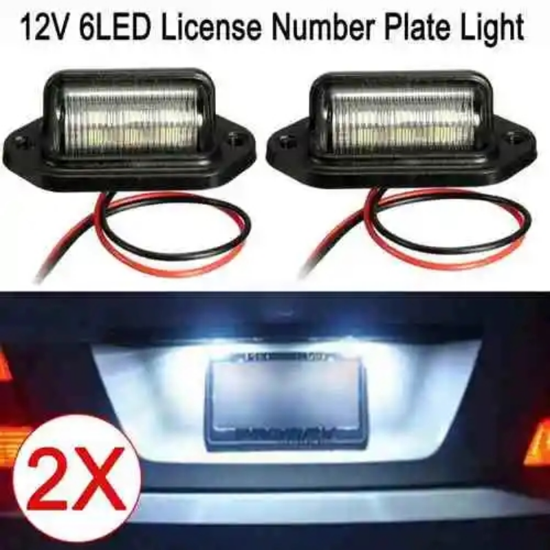 Placa de licença LED Light para carro, caminhão, SUV, reboque, Tag, escada, lâmpada branca, luz de sinal, 6LED, 12-24V, 1 pc, 2pcs