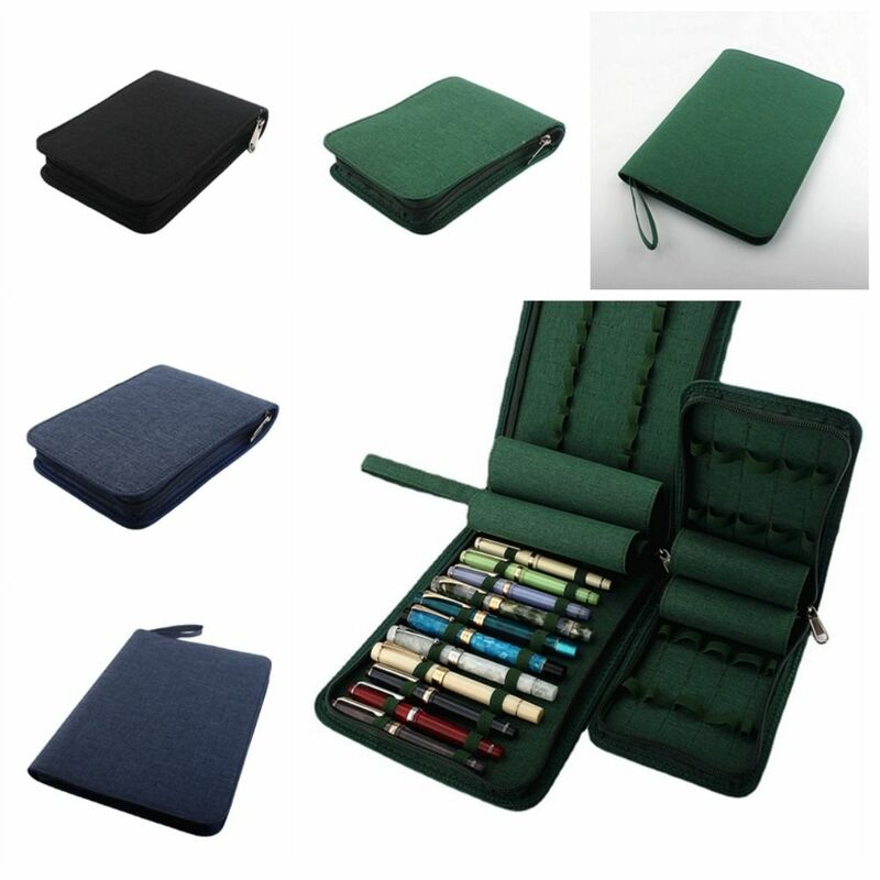 10 /24/48 Slots Large Capacity Fountain Pencil Case Zipper Pen Container Bag Dustproof 4 Colors Office School Supplies