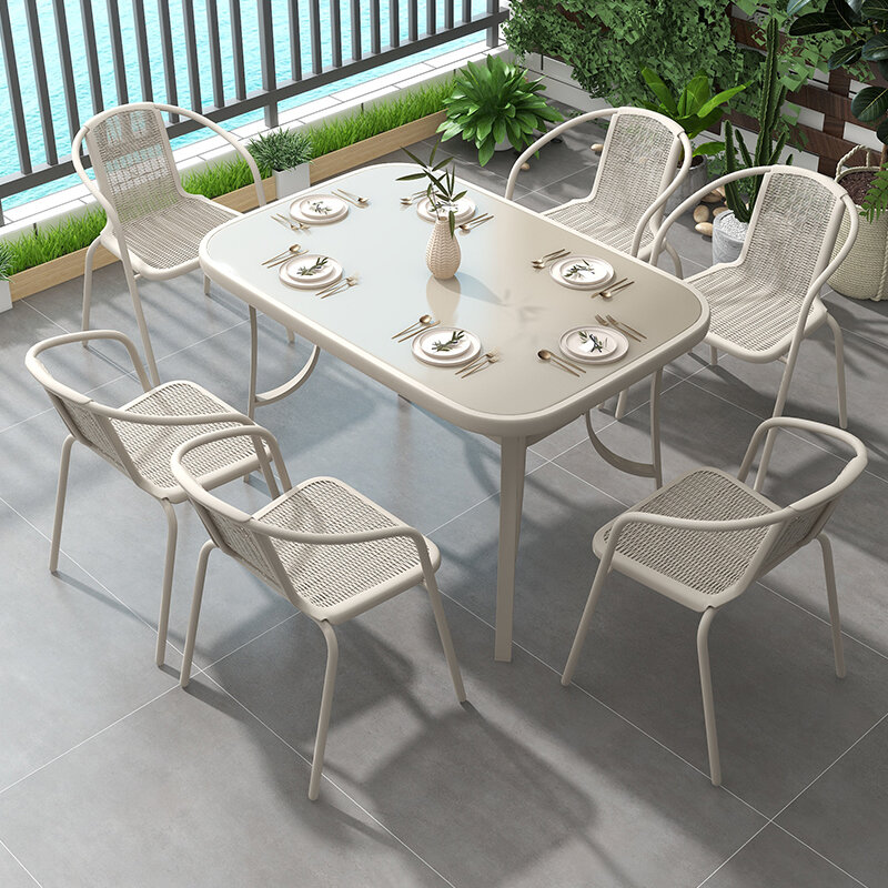 Outdoor Table and Chair Combination Outdoor Courtyard Outdoor Balcony Dining Table and Chair Iron Art Table Outside