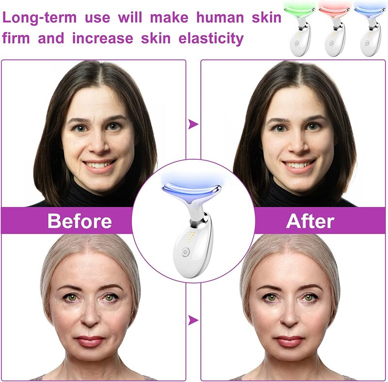 Neck Face Lifter EMS Neck Face Lifting Massager Skin Tighten Device LED Photon Anti Wrinkle Double Chin Remover