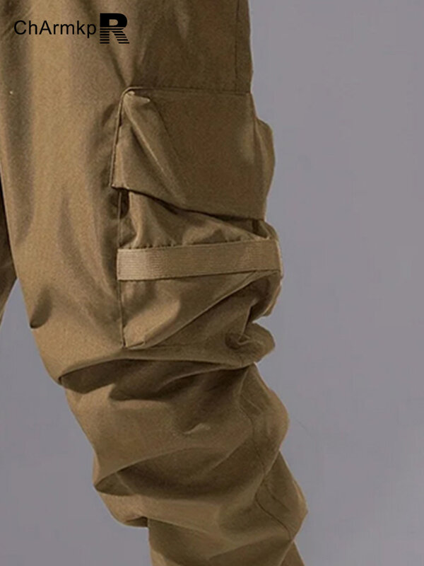ChArmkpR-Pantalones largos informales para hombre, ropa de calle con bolsillo lateral sólido, pantalones Cargo con cordón en la cintura, pantalones de chándal, Verano
