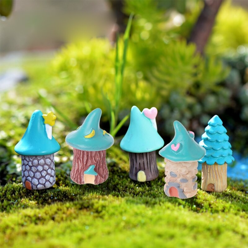 KX4B 1 pieza Casa resina miniaturas jardín hadas Micro paisaje cabaña decoraciones DIY