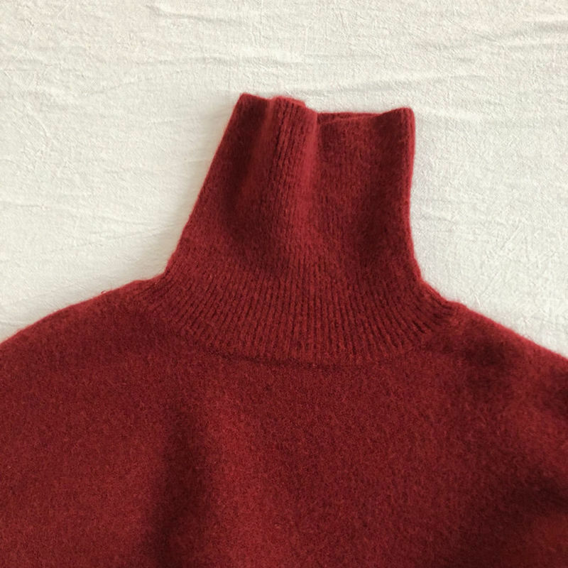 여성용 하이넥 빈티지 단색 스웨터, 캐주얼 풀오버, 루즈 긴팔 점프수트, 가을 여성 하이넥 스웨터