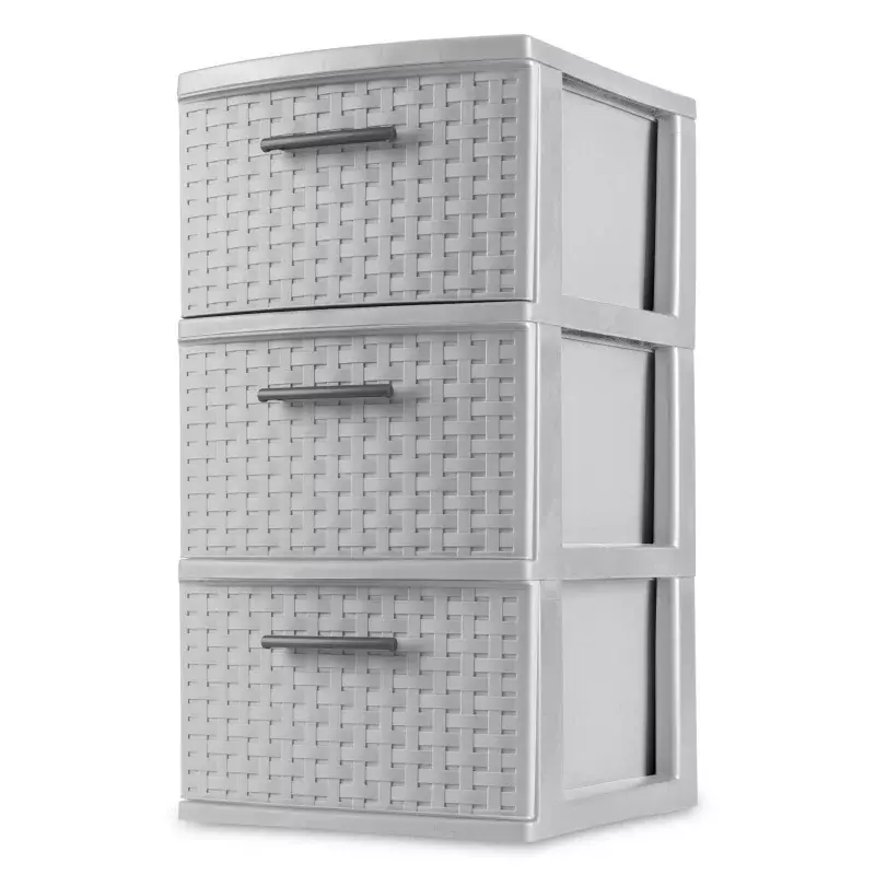 Sterilite 3 Drawer Weave Tower Plastic, Cement, Set or 2