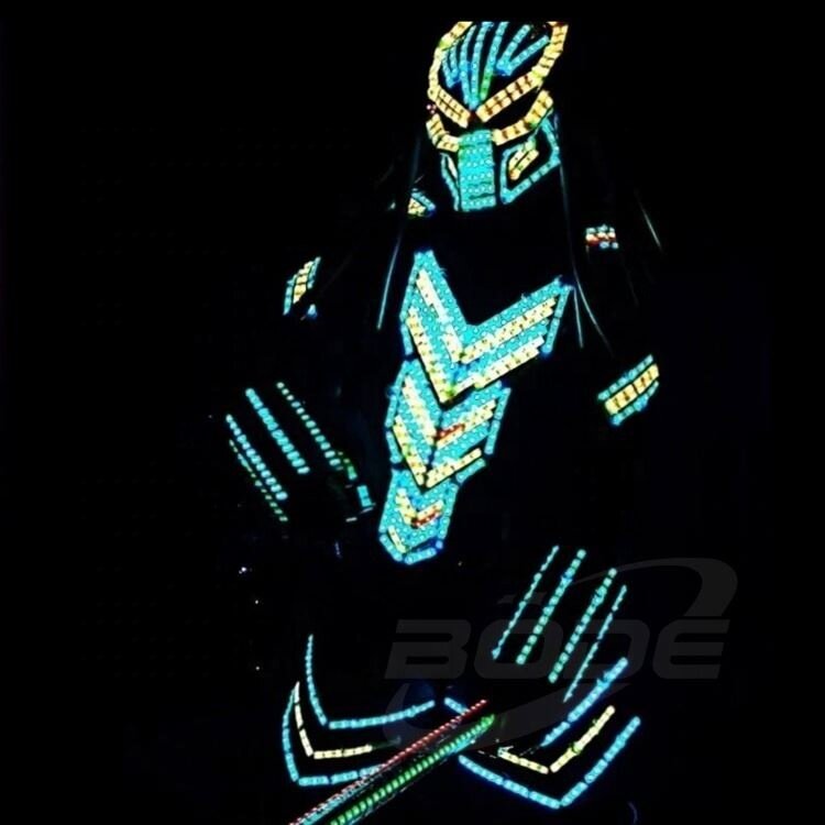 LED 파티 공연용 거울 로봇 디스플레이 의상, 화려한 조명 의류, 갑옷 세트, 클럽 쇼 의상, 헬멧 디스코 바 착용