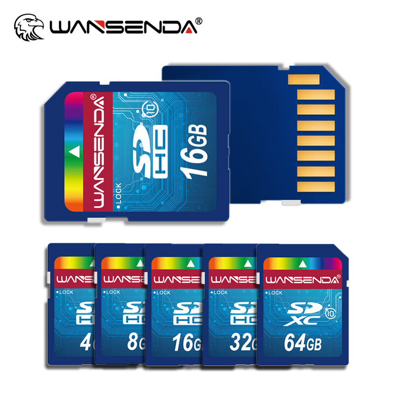 Wansenda-Carte SD pleine grandeur, carte mémoire pour appareil photo, ordinateur portable, stockage de revienumériques, capacité réelle 4 Go, 8 Go, 16 Go, 32 Go, 64 Go
