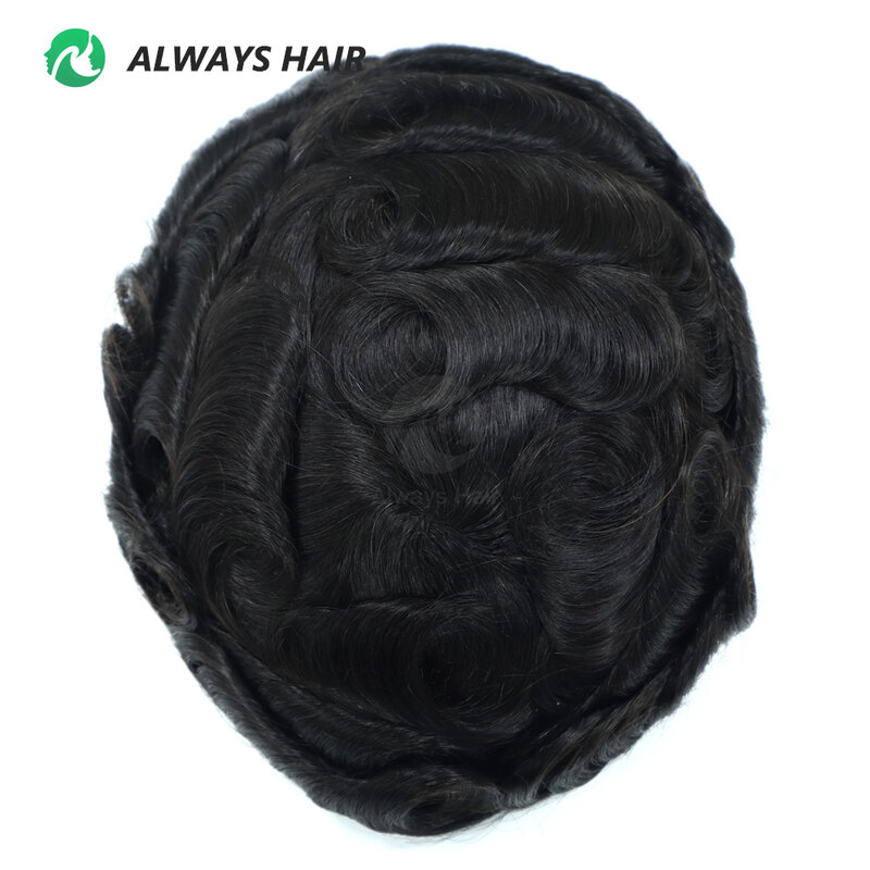 Прочный тонкий моно Мужской протез волос 6 дюймов индийский парик из человеческих волос 130% натуральный парик для мужчин