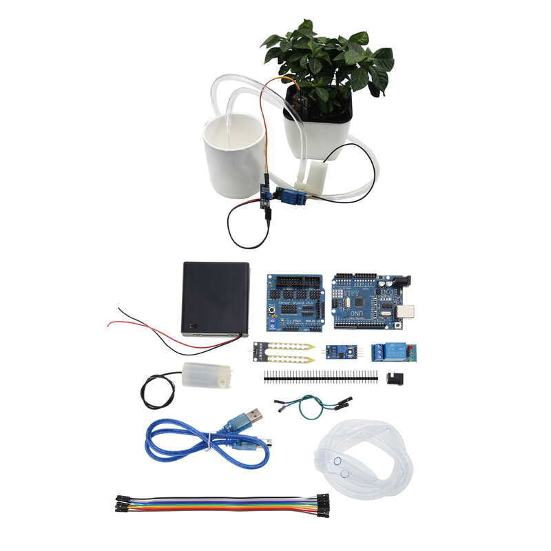 Automatic Irrigation DIY Kit Capacitive Soil Moisture Sensor 5V Relay Module Water Pumping Garden Self Watering System