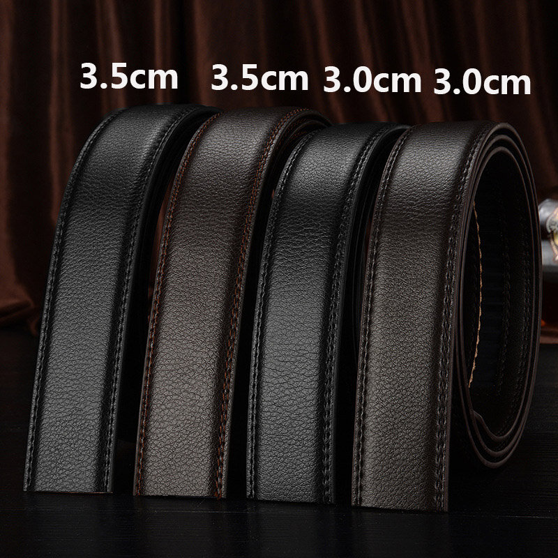 3.0cm 3.5cm Width Real Genuine Leather Automatic Buckle Belt Body No Buckle Cowskin Belts Without Buckle Black Coffee