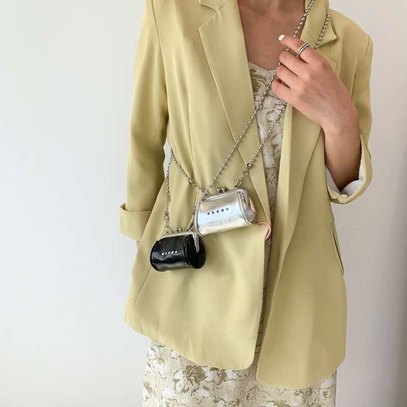 Мини-сумка высокого качества, летняя женская мини-сумка-хобо со звездами и зажимом, сумка через плечо с цепочкой, Женская милая сумка-хобо, модель 2023