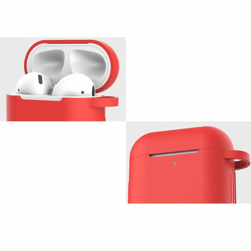 Casing pelindung Headphone silikon, penutup pelindung Headphone untuk Airpods 1/2, casing Headset nirkabel dengan tombol Anti hilang