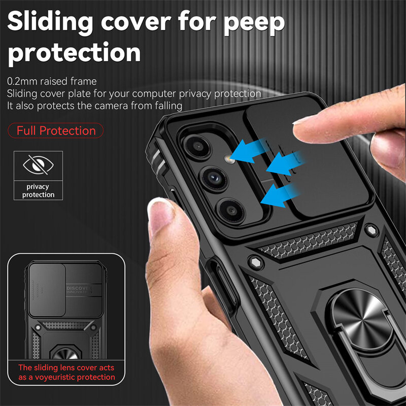 Funda protectora de lente para Samsung Galaxy A54, A55, A35, A15, 5G, carcasa con anillo, armadura a prueba de golpes, A14, A24, A34, A05, A05S